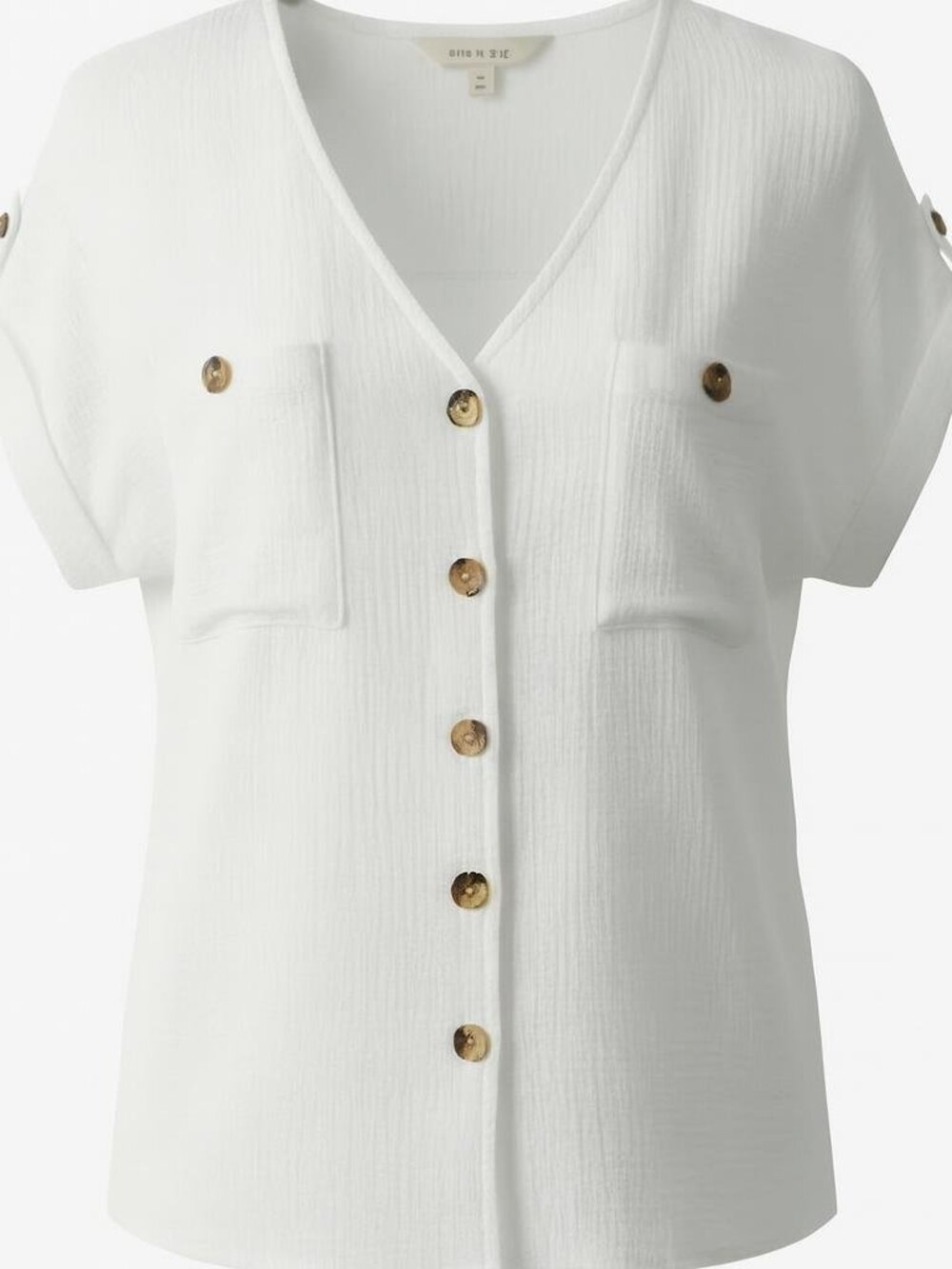 Flower & Feather Button-Down Top 2XL White